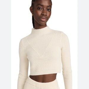 VICTOR GLEMAUD wool Crop Mock Neck long sleeve sweater In Pearl cream Sz medium